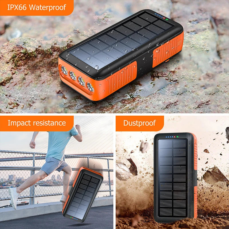 20000mAh Hand Crank Solar Power Bank | Waterproof Portable Charger