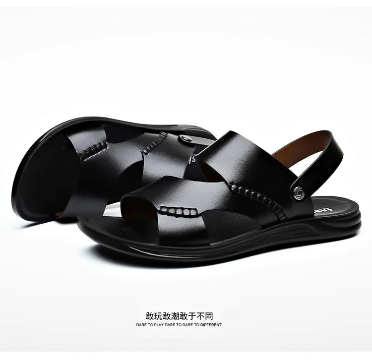 Men's Stylish Leather Sandals | Breathable Casual Beach Shoes