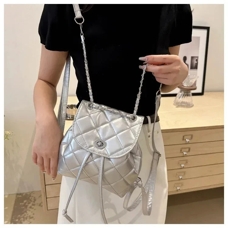 Bolso de hombro informal de verano con diseño de cuadros y gran capacidad