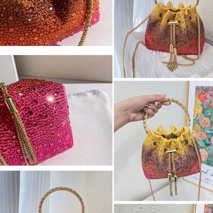Bolso de mano y tote elegante de noche | Bolso de mujer con borla brillante