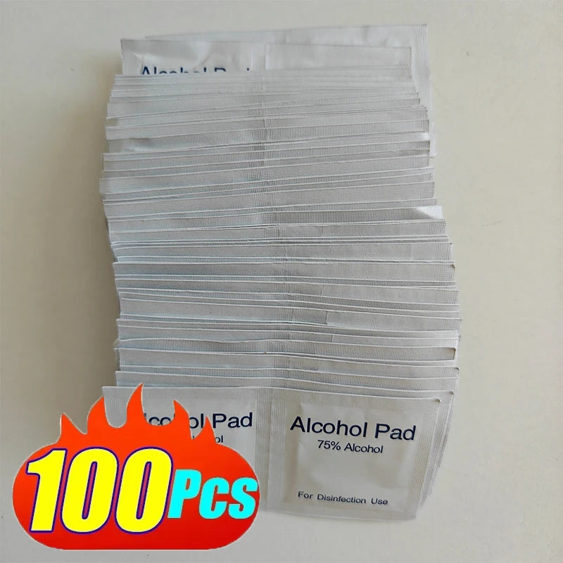 10/100Pcs Car Detailing Disposable Alcohol Disinfection Cotton Pad Wash Care Phone Cleaning Wiper Screen Glasses Cleaning Cotton