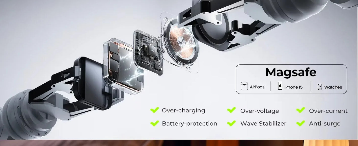 Foldable Wireless Charger Pad | 15W Fast Charge for Phones & Smartwatches