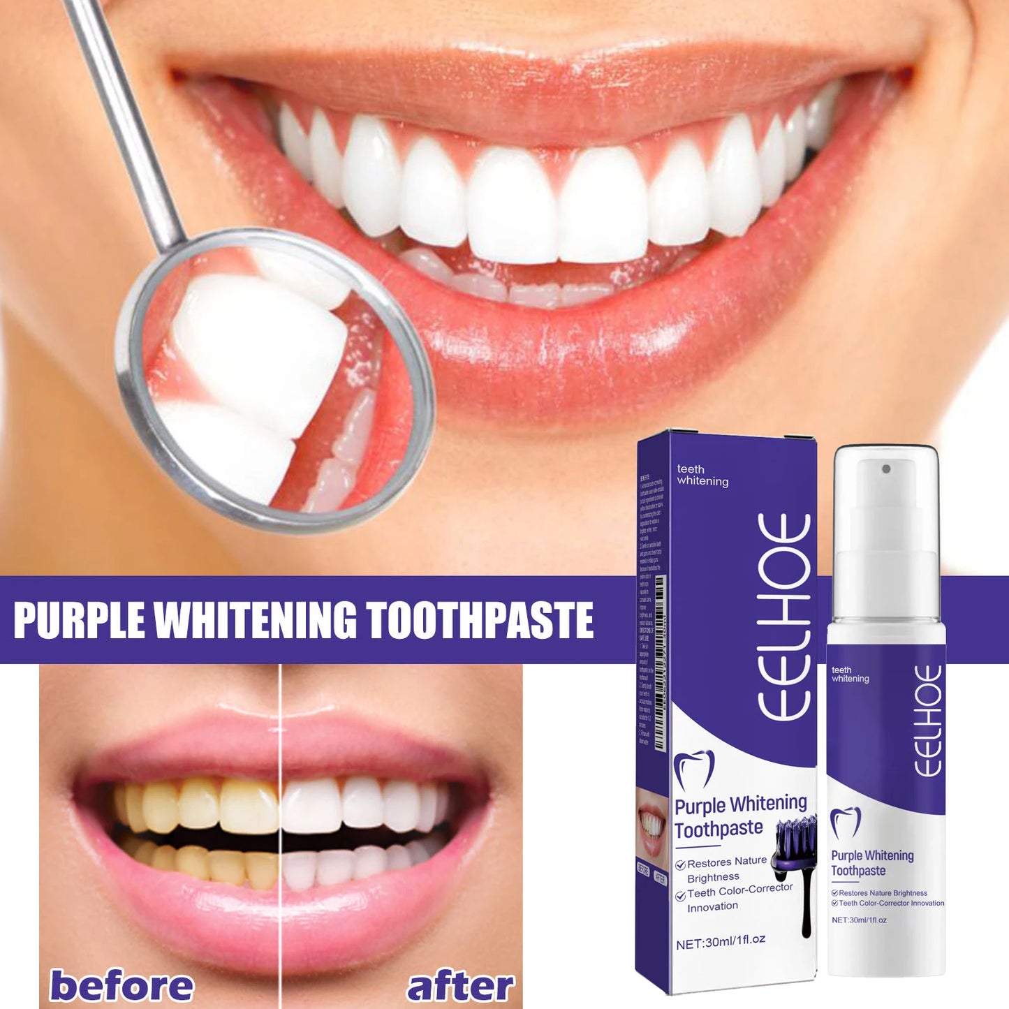 V34 Dental Toothpaste Whitening Instant Teeth Whitener Tooth Stain Tartar Hygiene Fresh Breath Cleaner Oral