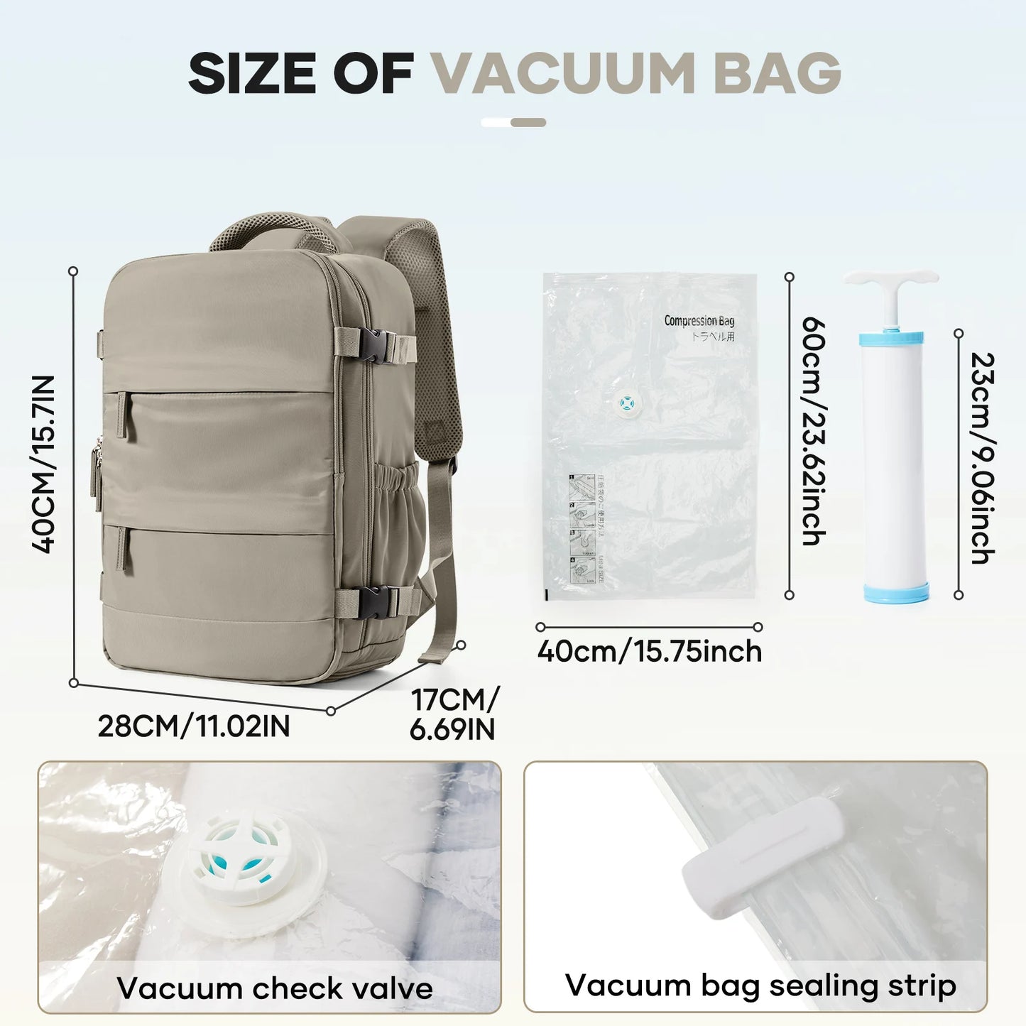 Travel Backpack for Business & School | Compression Luggage Bag