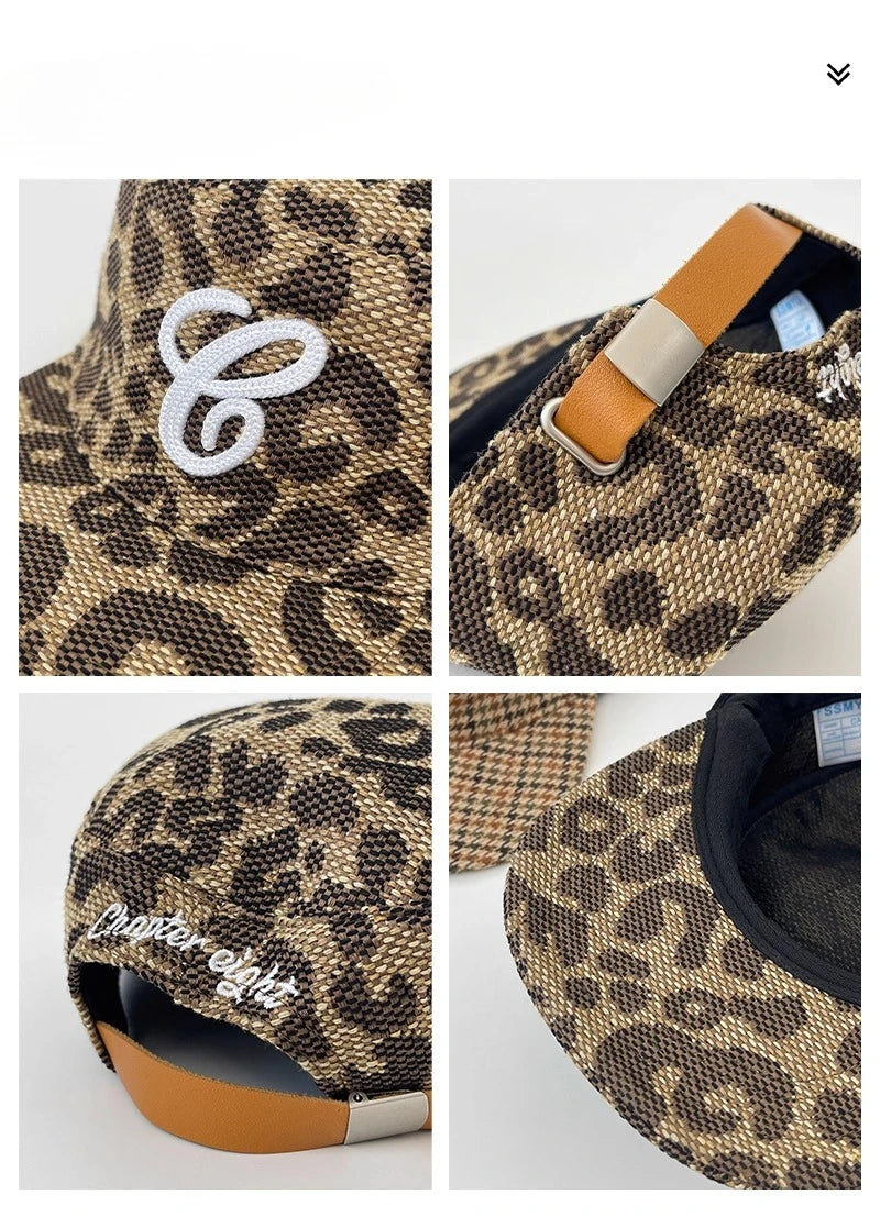 Retro Embroidered Duckbill Caps | Casual Leopard Print Baseball Hat