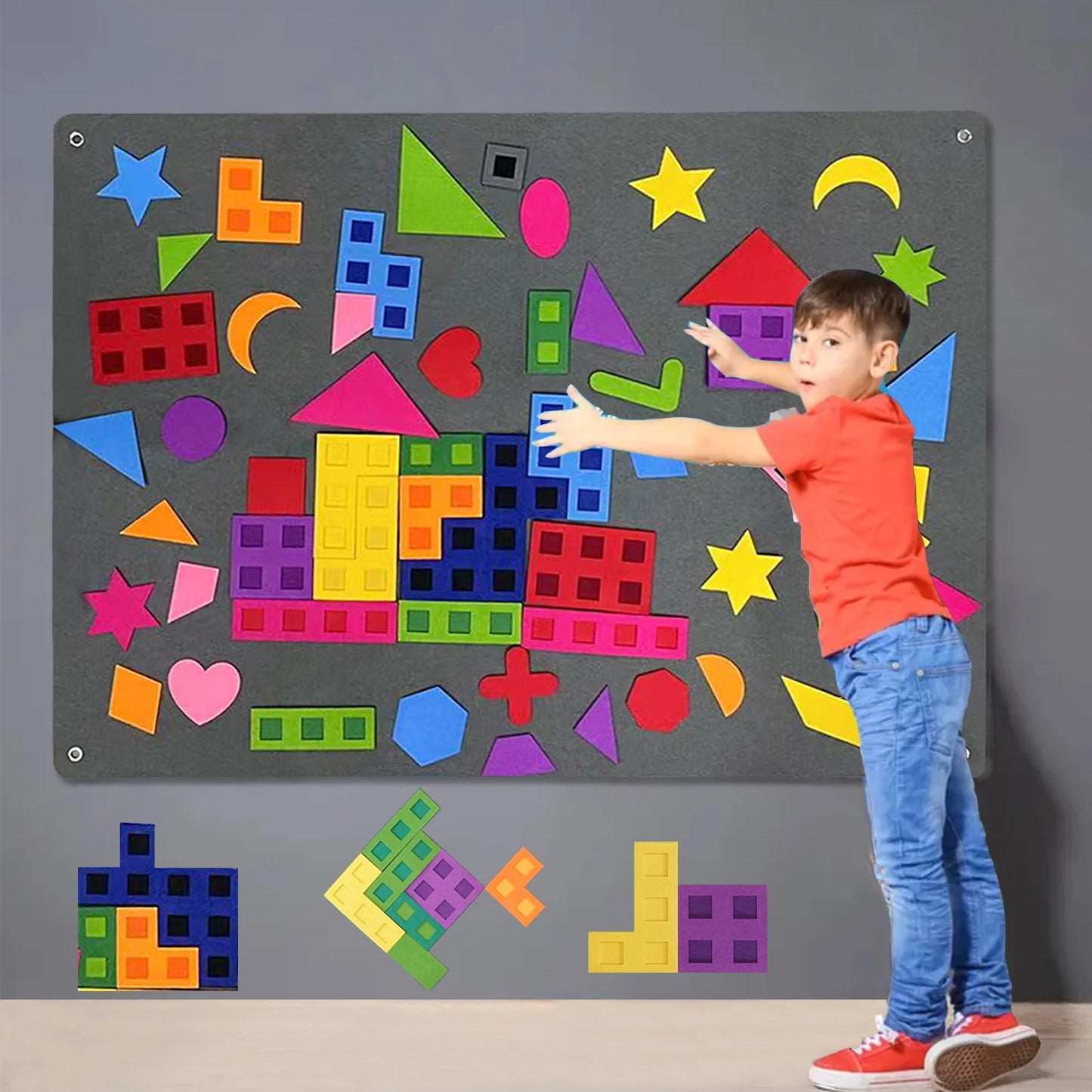 64-Piece Preschool Shape Teaching Felt Board Set for Toddlers