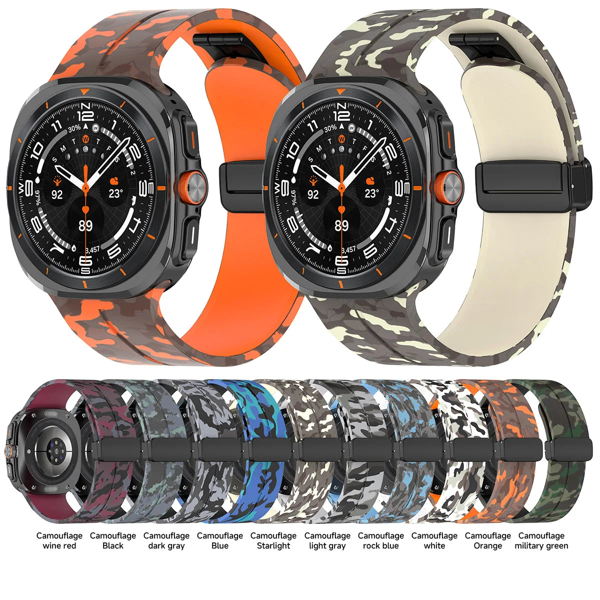 Silicone Sport Strap for 47mm Smartwatch | Magnetic Folding Clasp