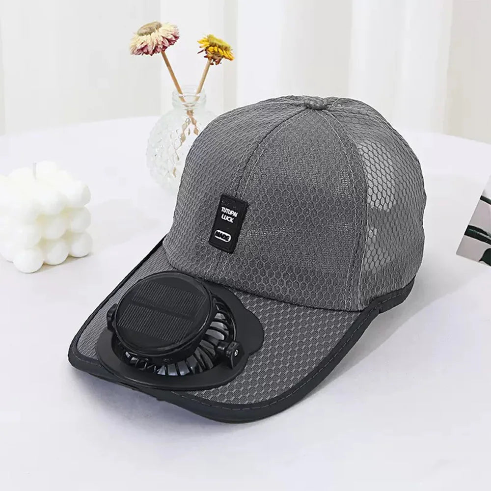 Summer Baseball Cap with Solar Fan | UV Protection Sun Hat