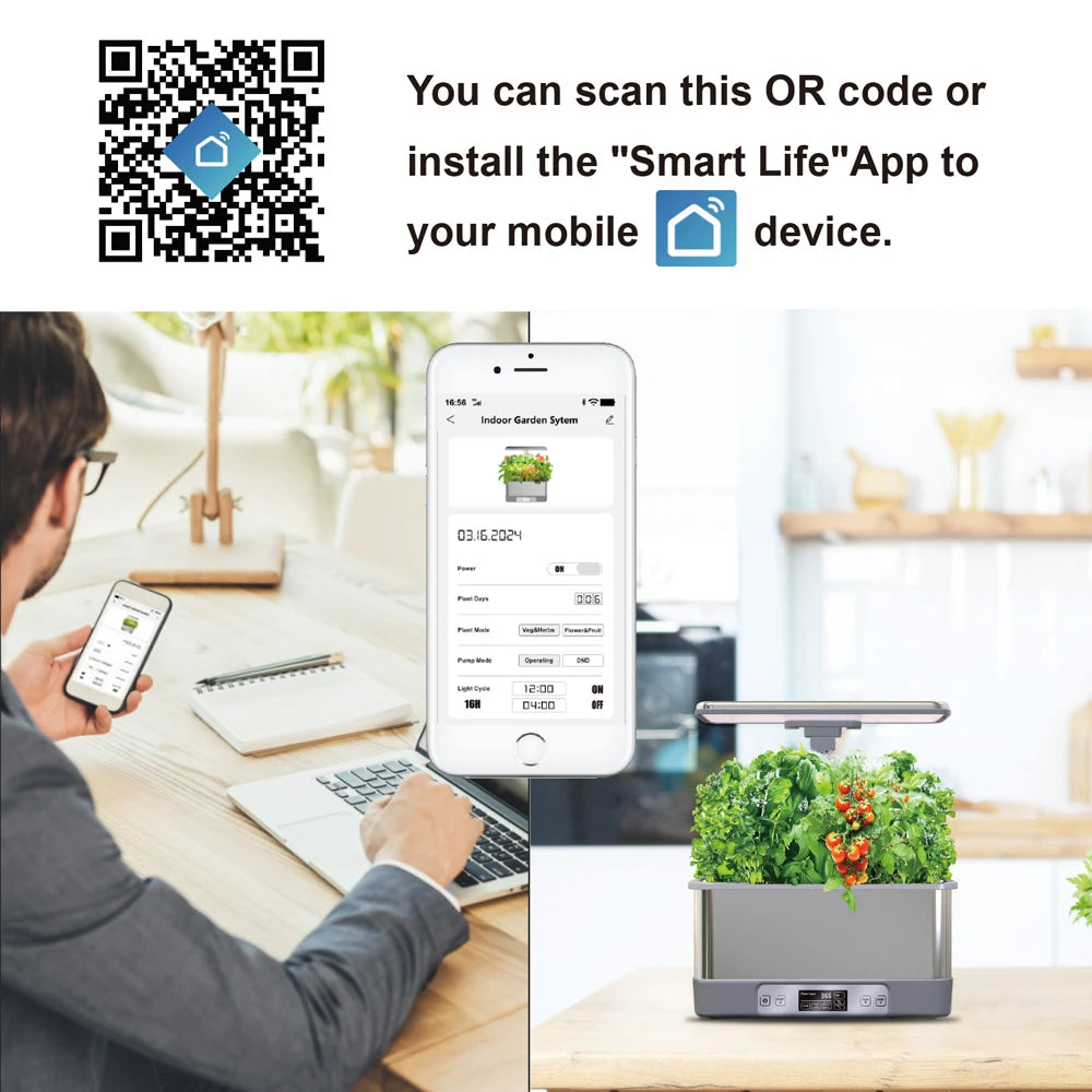 WiFi Hydroponics Growing System | Indoor Garden with LED Lights