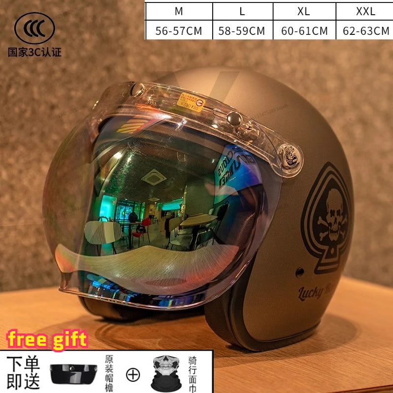 Retro Japanese Style Mouth Helmet | Personalized 3/4 Jet Casco