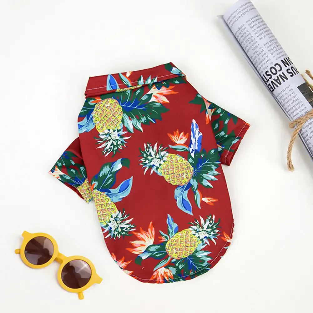 Bonitas camisetas de perro estilo hawaiano | Cómodas camisetas para mascotas