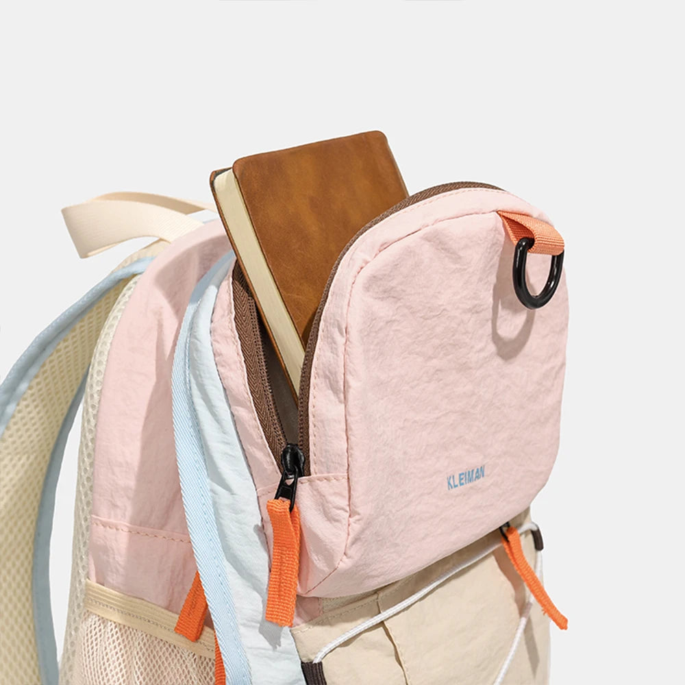 Color Block Mini Nylon Backpack | Lightweight Daypack for All Use