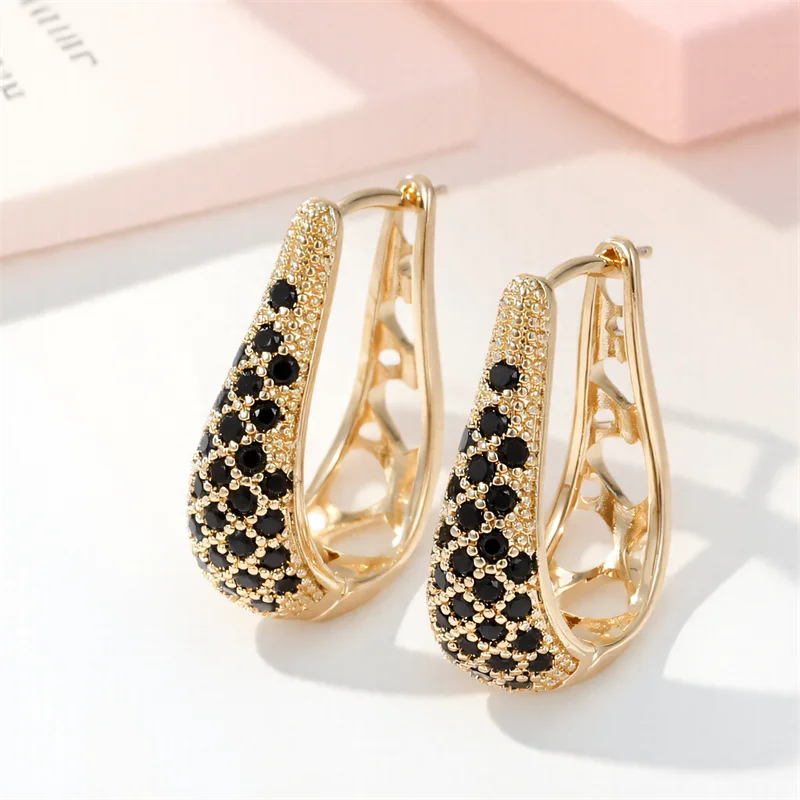 Elegant Green Crystal Hoop Earrings | Vintage Gold Color Jewelry