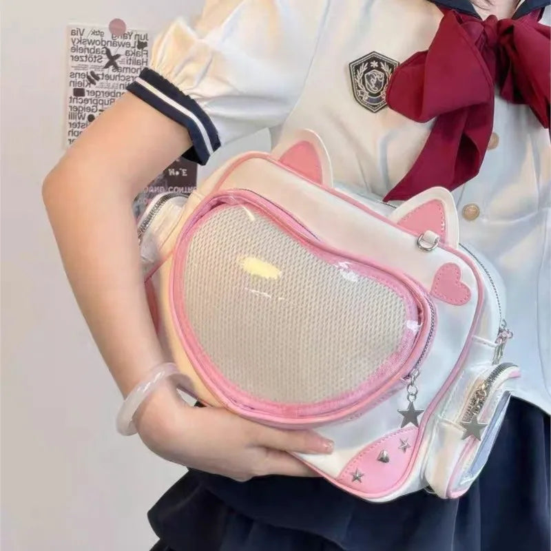 Cute Cat Rivet Backpack for Women | Chic Y2K Aesthetic Style