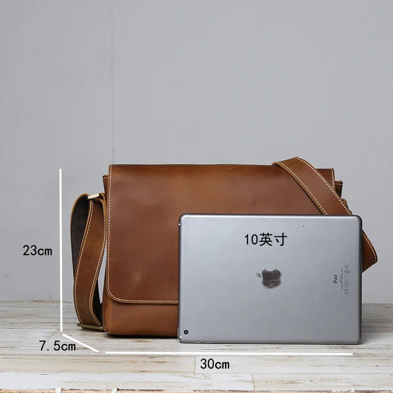 Retro Cowhide Men's Crossbody Bag | Handmade Leather Messenger