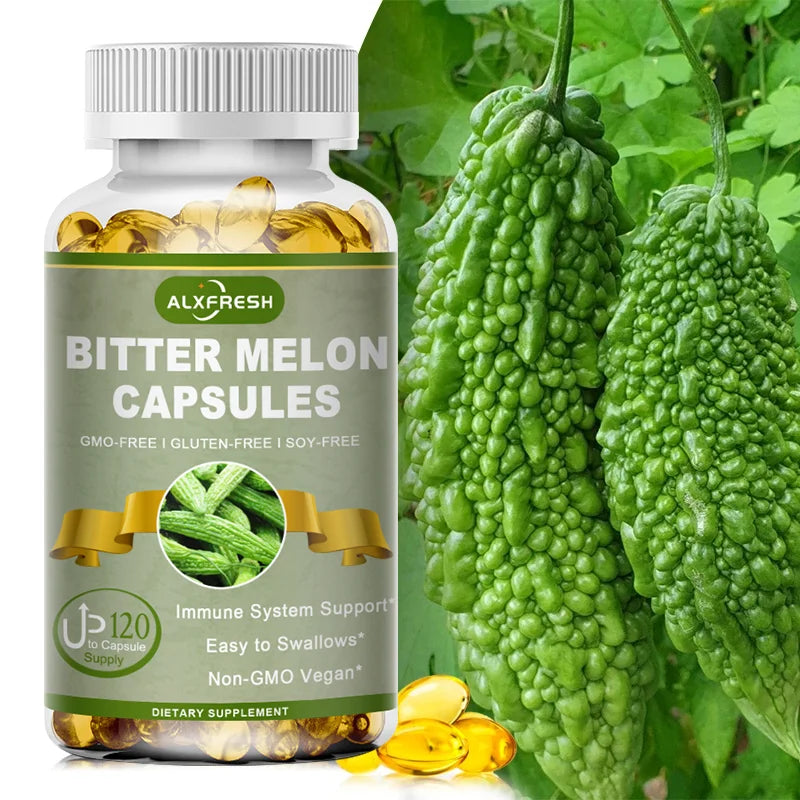 Alxfresh Bitter Melon 2500mg | Non-GMO Vegan Gluten-free | Health Nutrition Supplement for Adult Old People