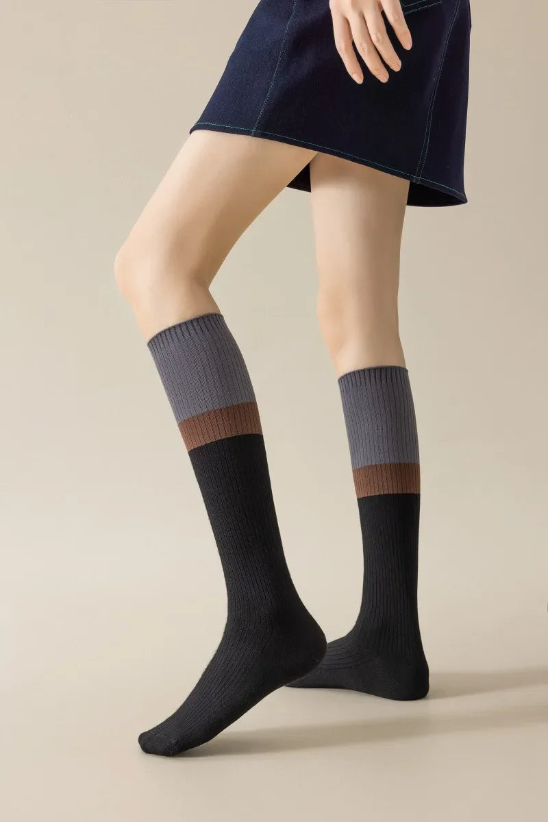 Women's Cotton Color Matching Knee Socks | Fashion-Forward Style