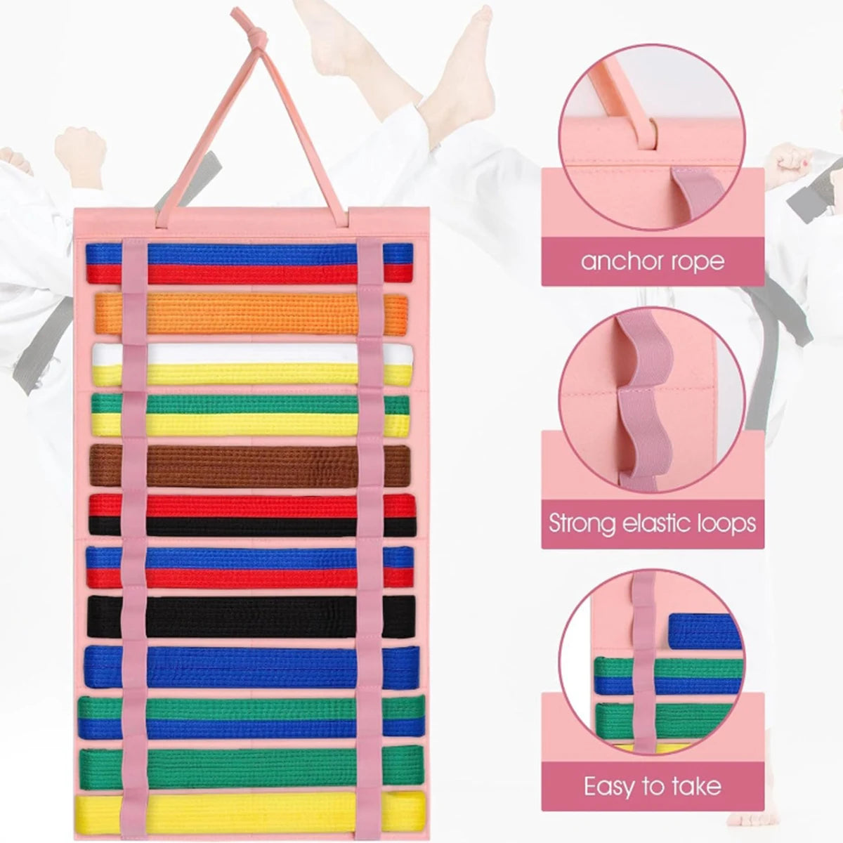 Portable Karate Belt Display Stand with Medal Sticks | Lightweight Rack
