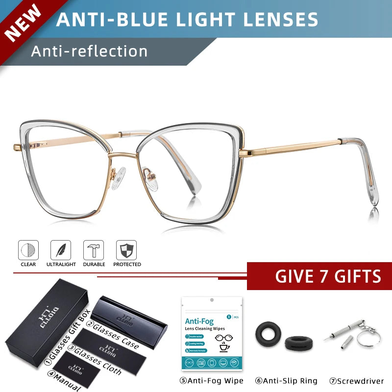 Customizable Anti Blue Light Myopia Glasses for Women | Stylish & Functional