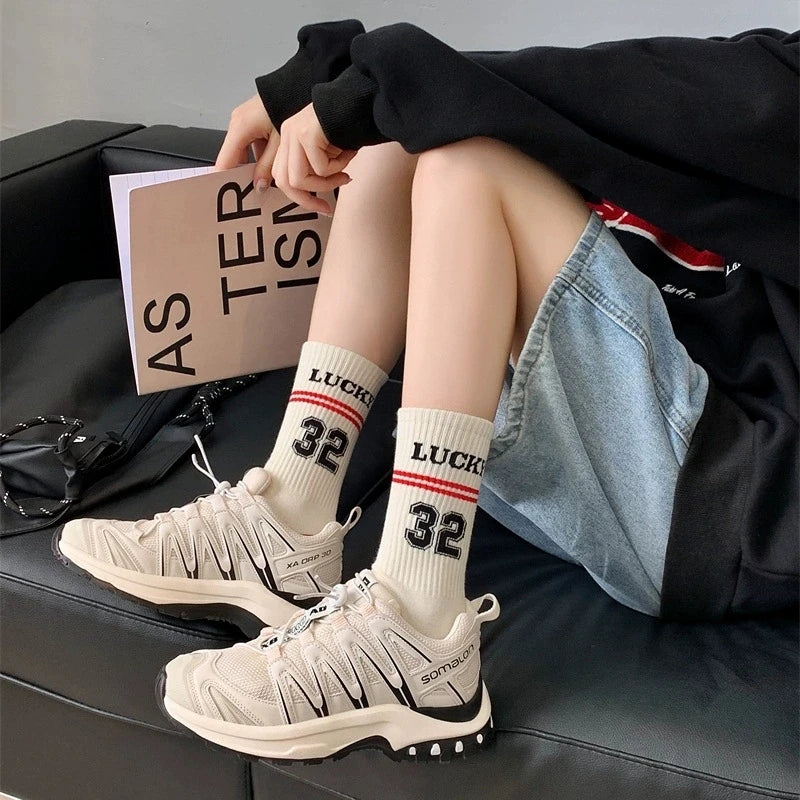Women's Letter Sports Socks | Trendy Crew Socks for Everyday Style