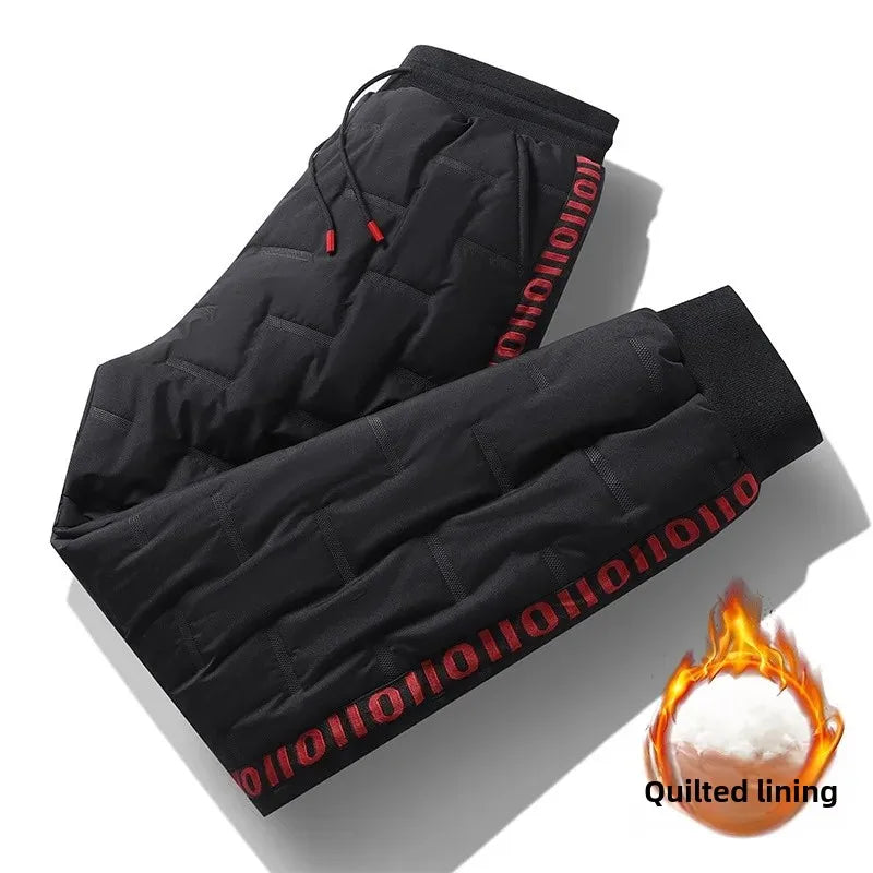 Men's Warm Fleece Lined Quilted Pants | Plus Size Casual Trousers