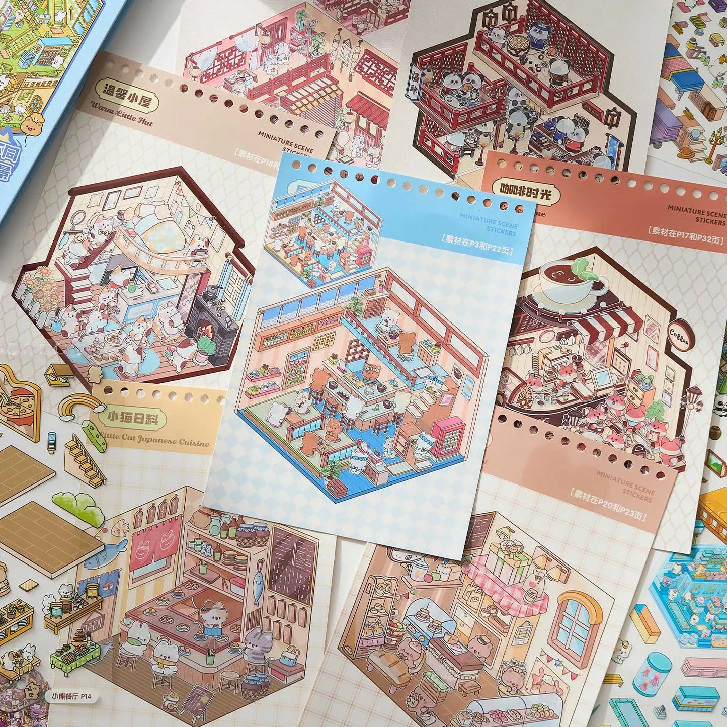 49pcs Business Town Mini 3D Sticker Book | Creative DIY Decor