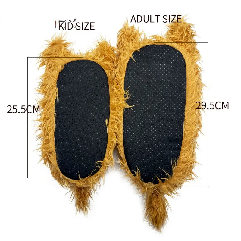 Winter Highland Cow Plush Slippers | Cute Fluffy Animal Slides