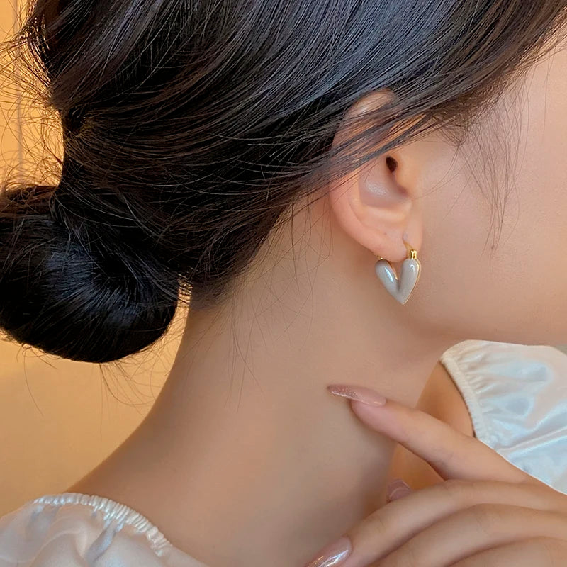 Elegant Wine Red Heart Shaped Drop Earrings | Fashion Jewelry for Women