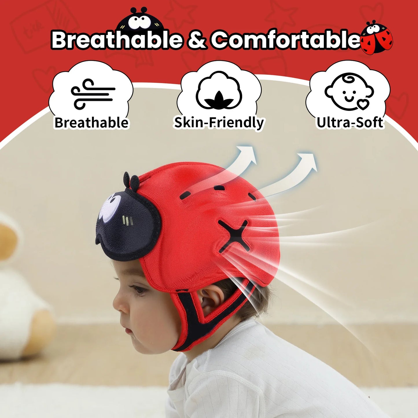 Cute Ladybug Baby Helmet | Safe Anti-Shock Headgear for Infants