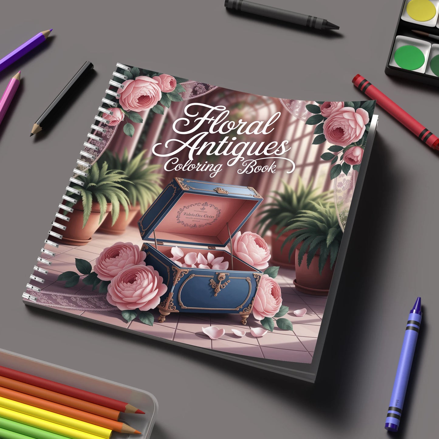 Floral Antique Coloring Book for Adults | Stress Relief & Relaxation