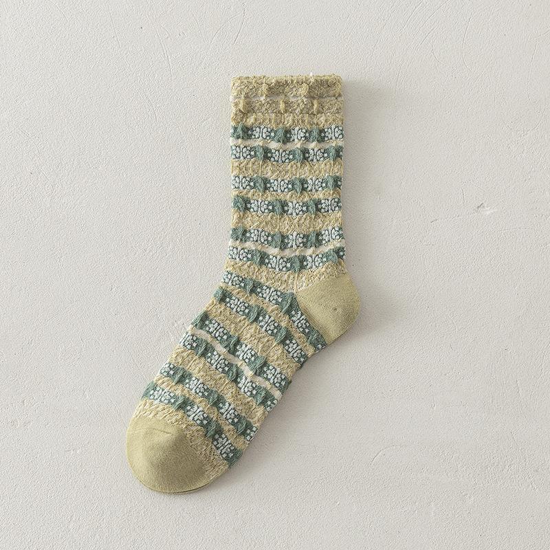 Cute Pink Flower Embroidery Socks for Women | Kawaii Retro Style