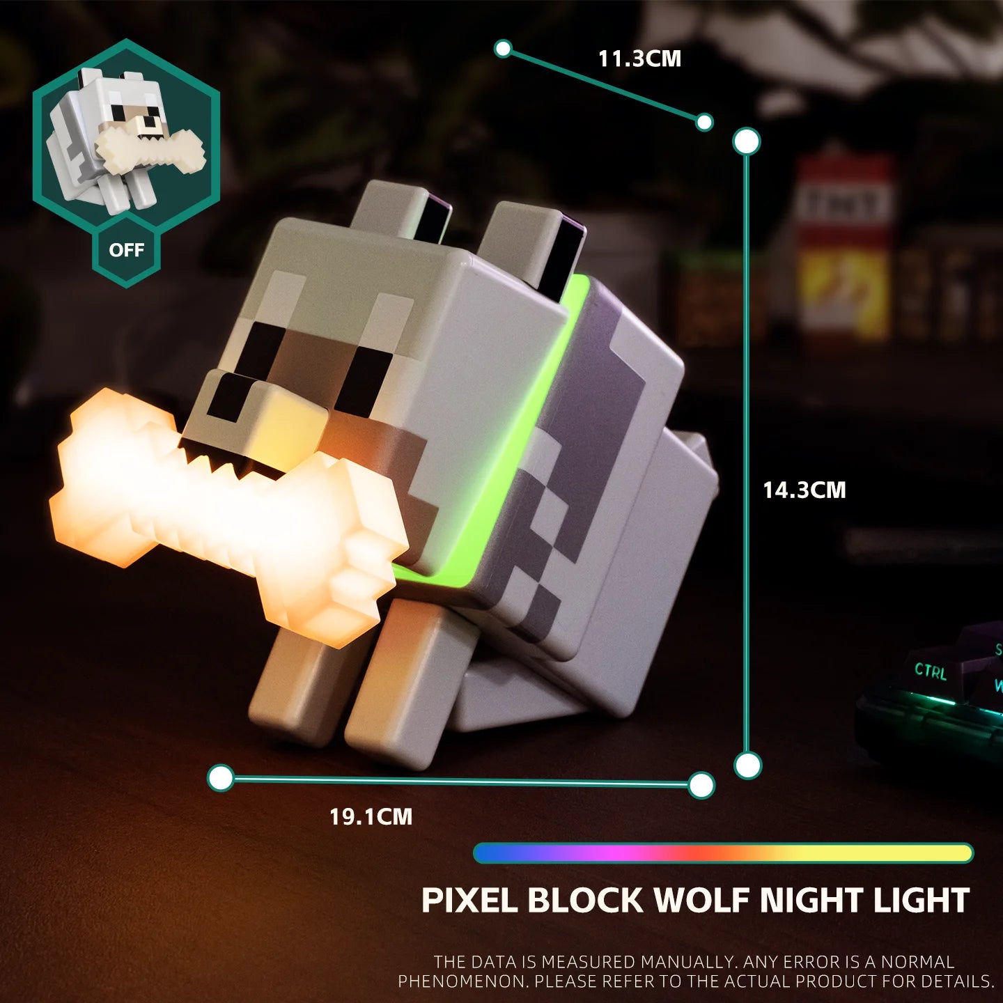 Cute Wolf Dog Night Light | RGB Gaming Room Decor & Desk Lamp