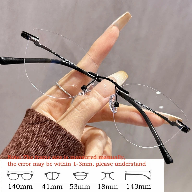 Cat Eye Prescription Rimless Glasses for Women | Stylish Eyewear