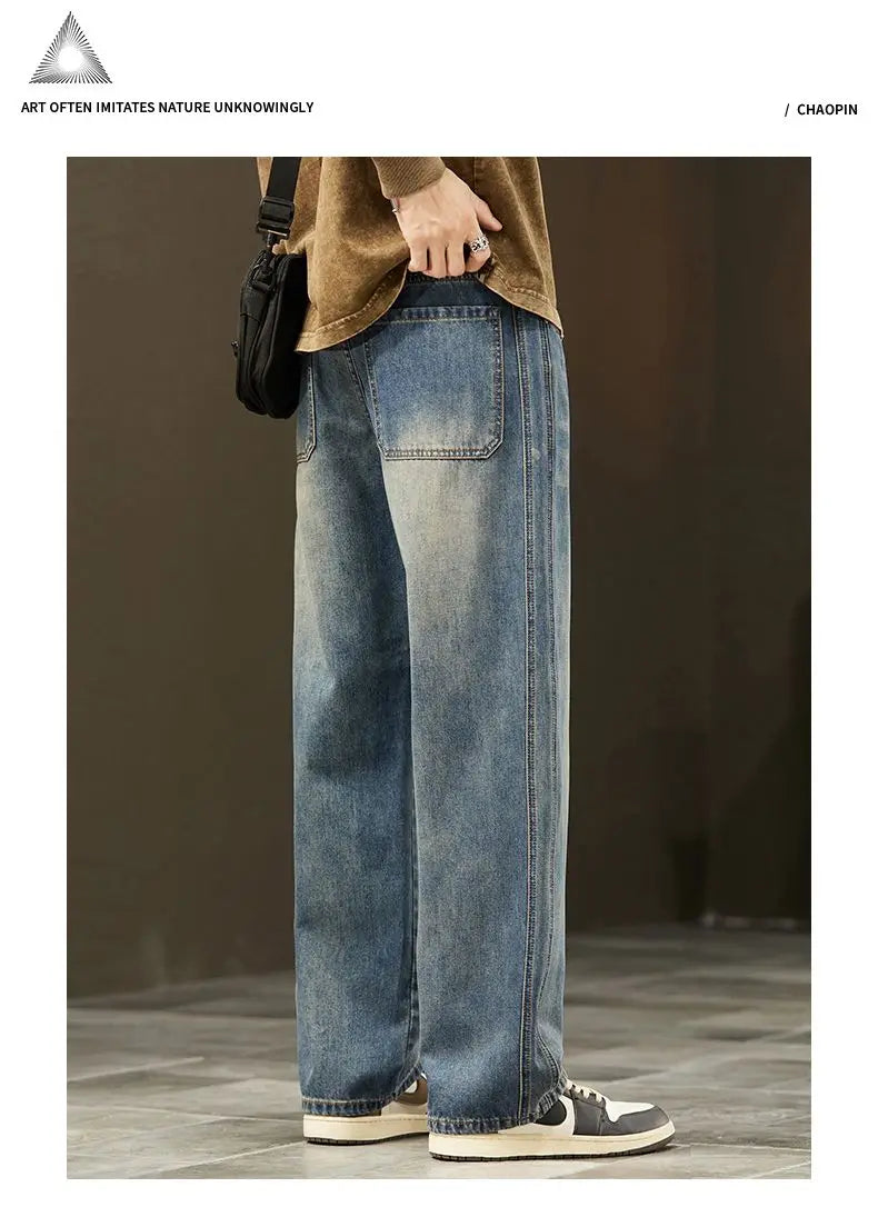 Men's Vintage Casual Jeans | Trendy Loose Fit Wide Denim Pants