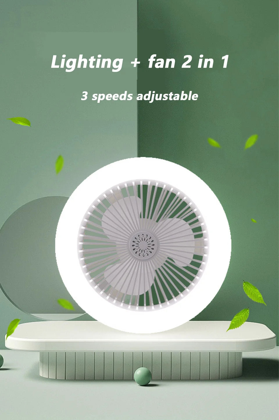 2 In 1 Adjustable Ceiling Fan Lamp | Modern Dimmable Light