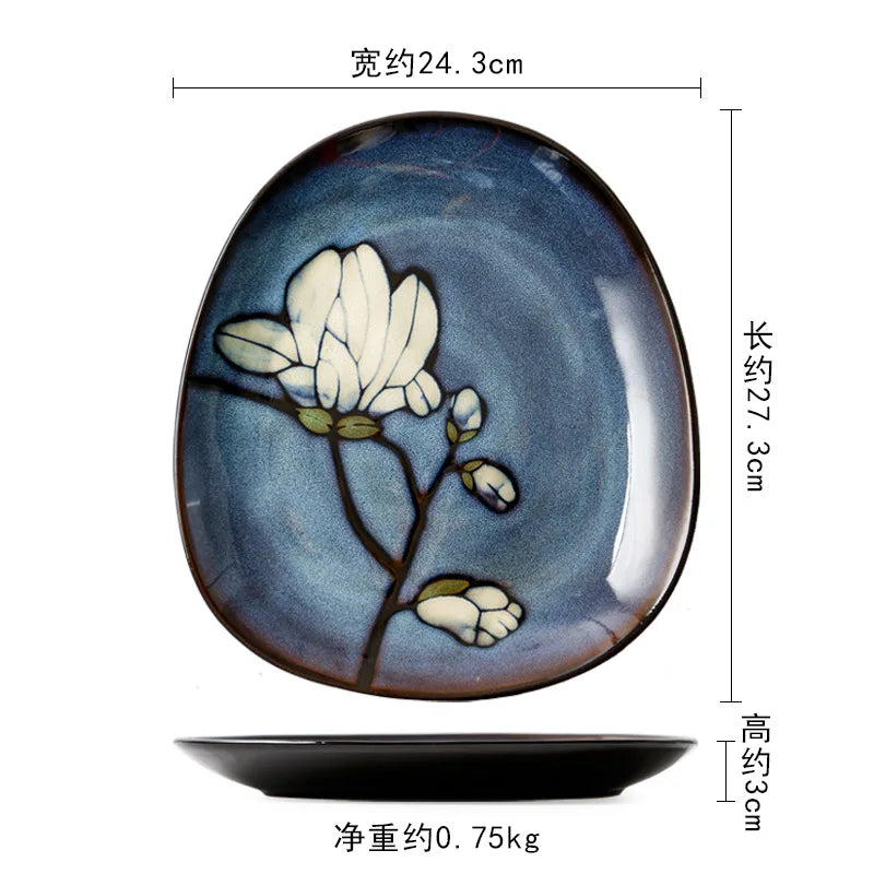 Juego de cuencos hondos para sopa pintados a mano de estilo japonés | Vajilla elegante