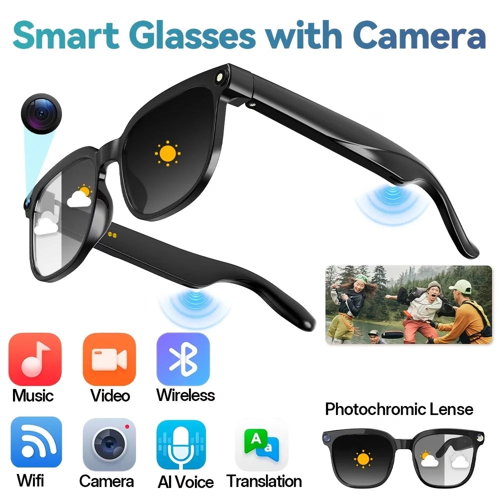 AI Smart Video Glasses with 8MP Camera & 4K HD Recording