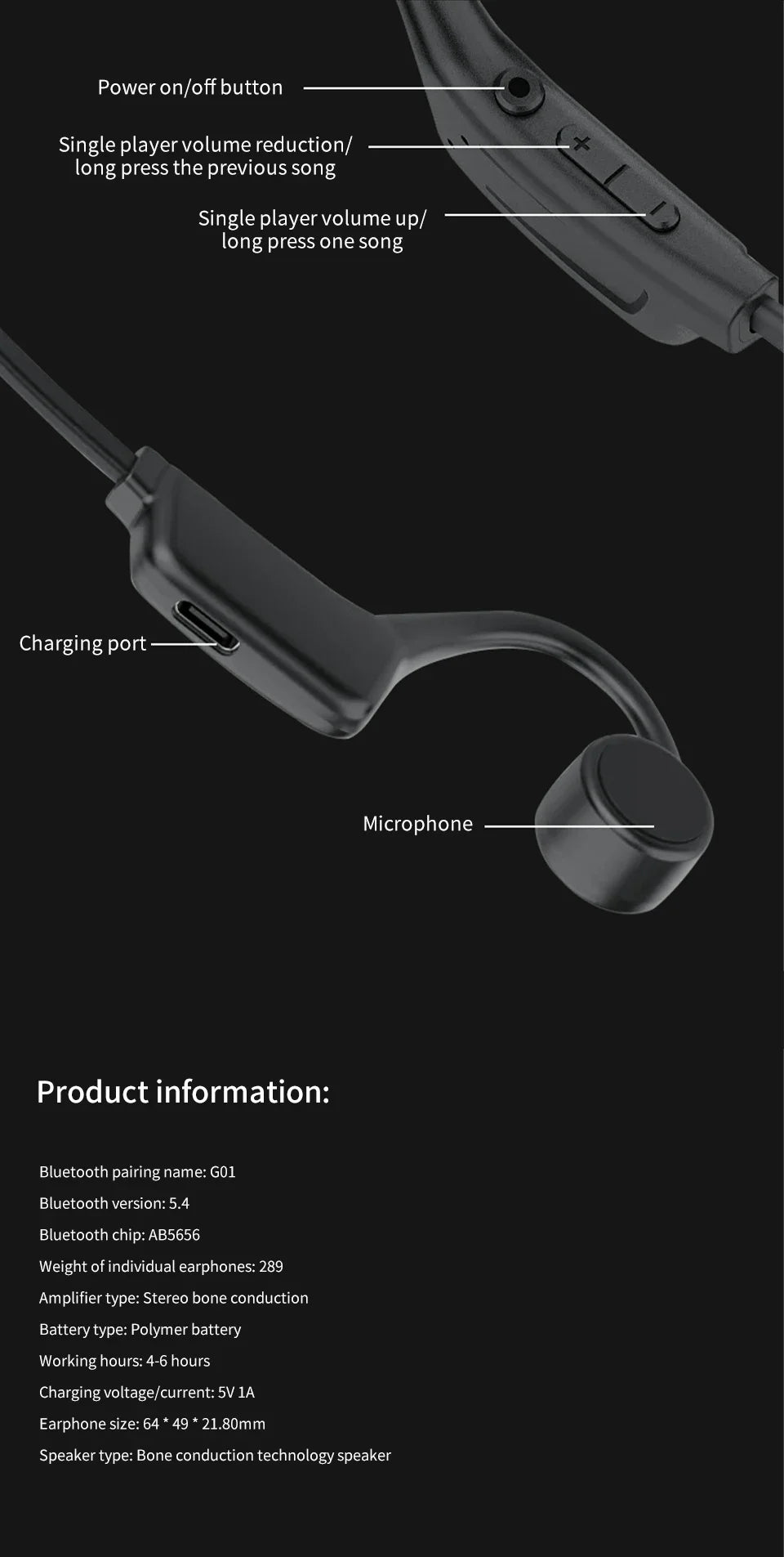 Wireless Bone Conduction Earphones | Waterproof Sports Headphones