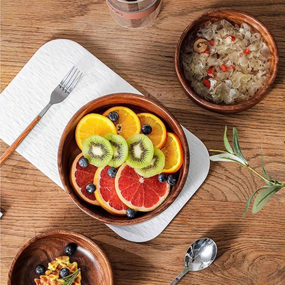 Handmade Solid Wood Stackable Bowls | Versatile Snack & Salad Plates