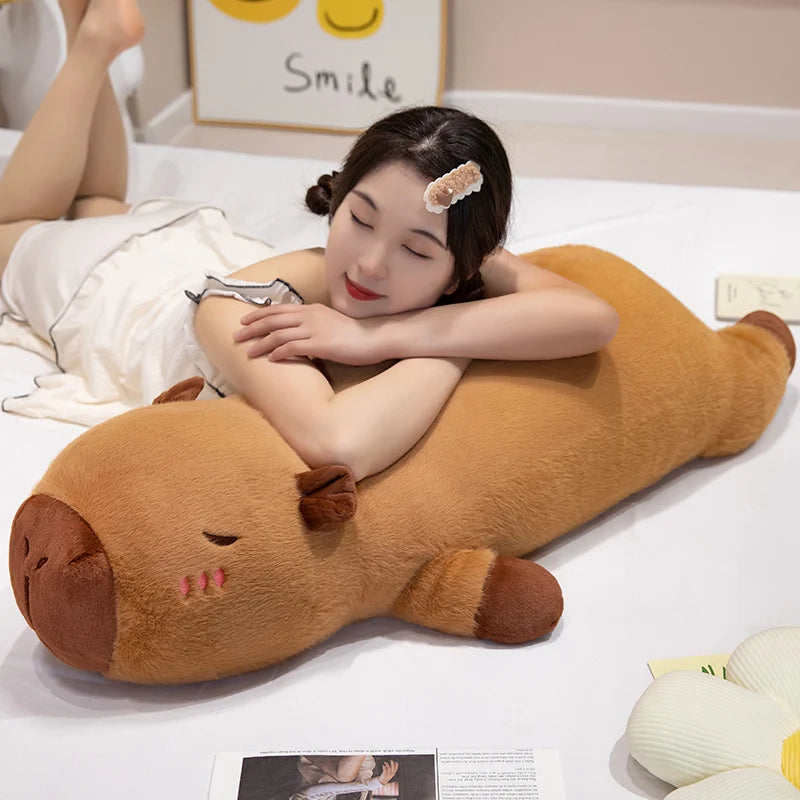 Long Capybara Cartoon Pillow | Comfortable Plush Cushion for Rest