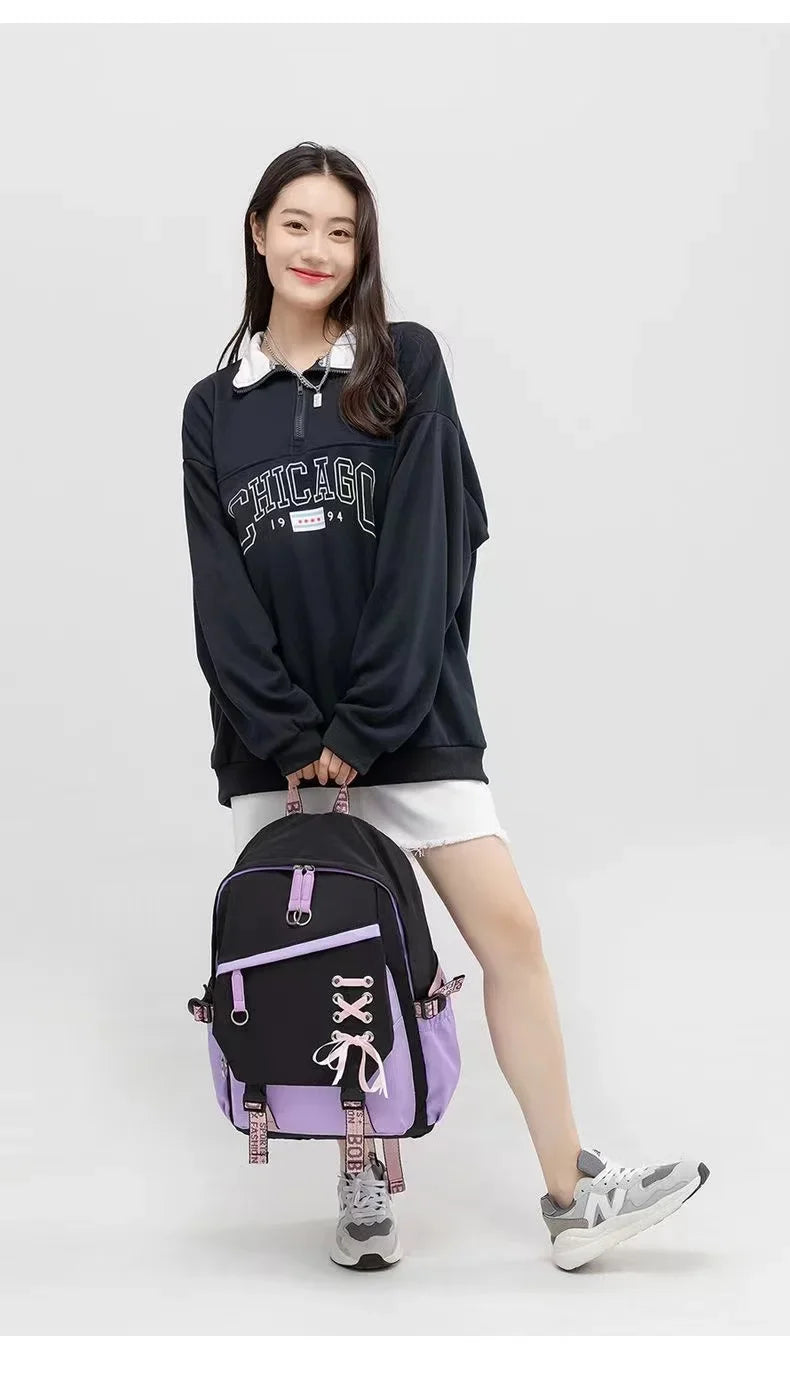 Cute Nylon Schoolbag Backpack for Teenagers | Durable & Stylish