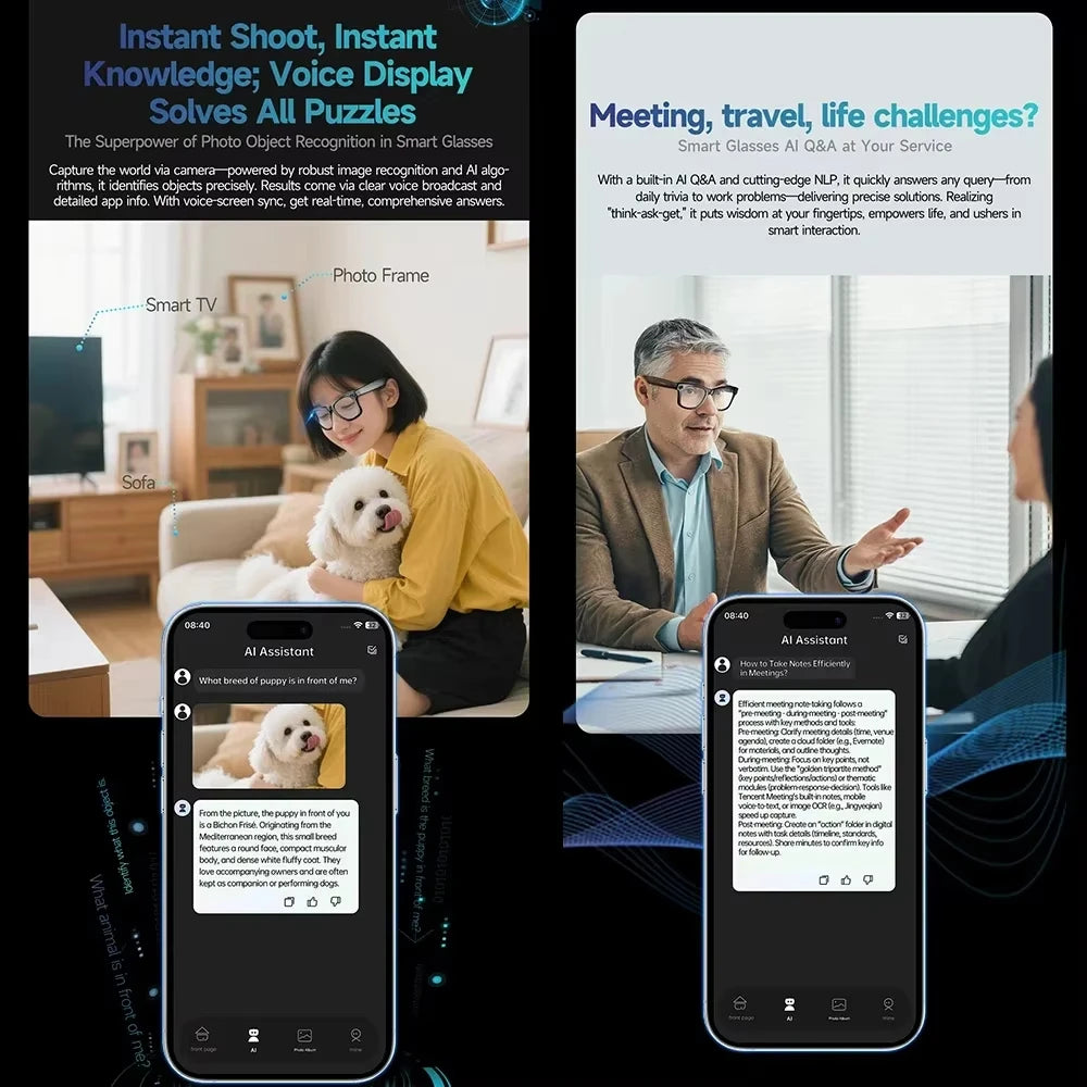 AI Smart Translation Glasses | 8MP Camera, Bluetooth & Voice Control
