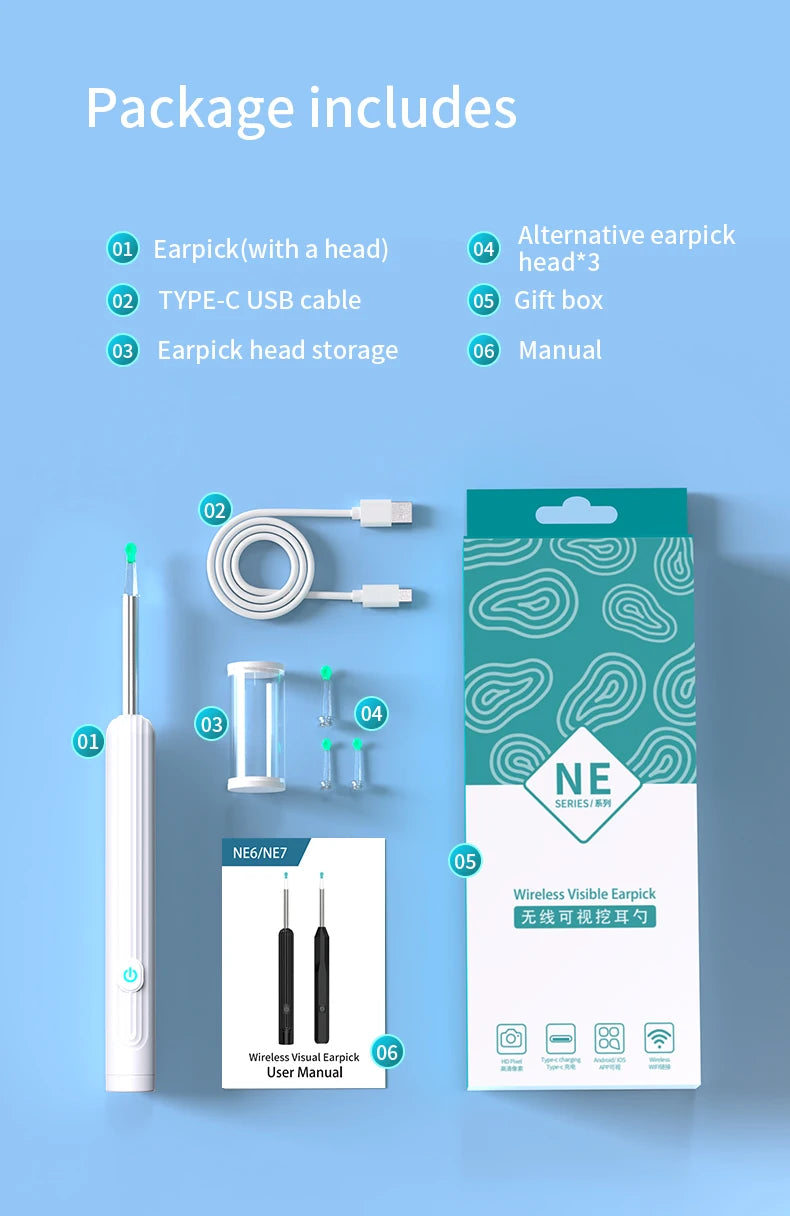 Smart Visual Ear Cleaner with Camera | USB-C Ear Wax Removal Tool