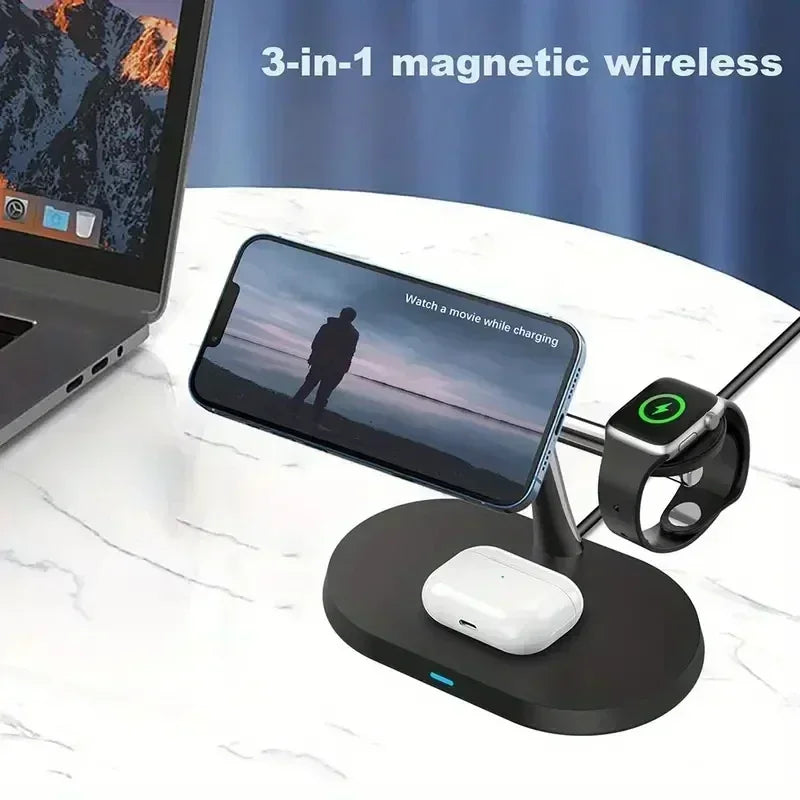 Magnetic 3-in-1 Wireless Charging Stand | Fast MagSafe Charger
