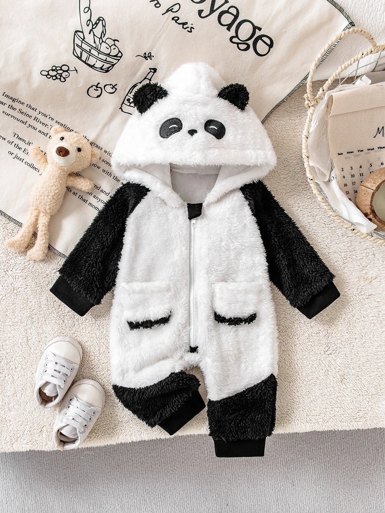 Panda Shaped Baby Romper | Adorable Winter Outfit for Infants