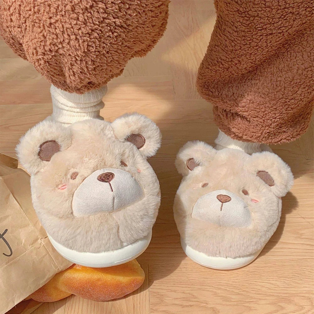 Adorable Bear Plush Slippers | Cozy & Warm Indoor Footwear
