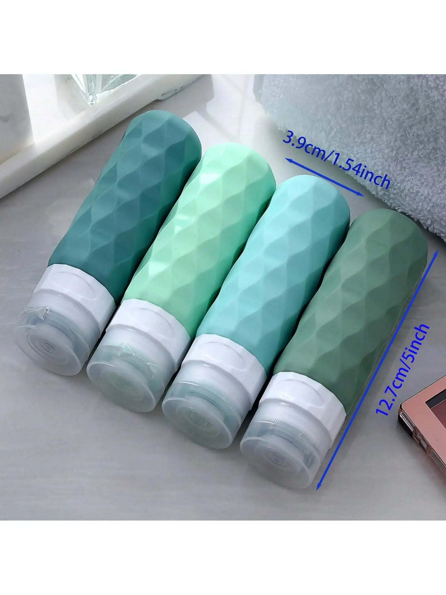 Silicone Travel Bottles - 4 Pack for Toiletries & Liquids