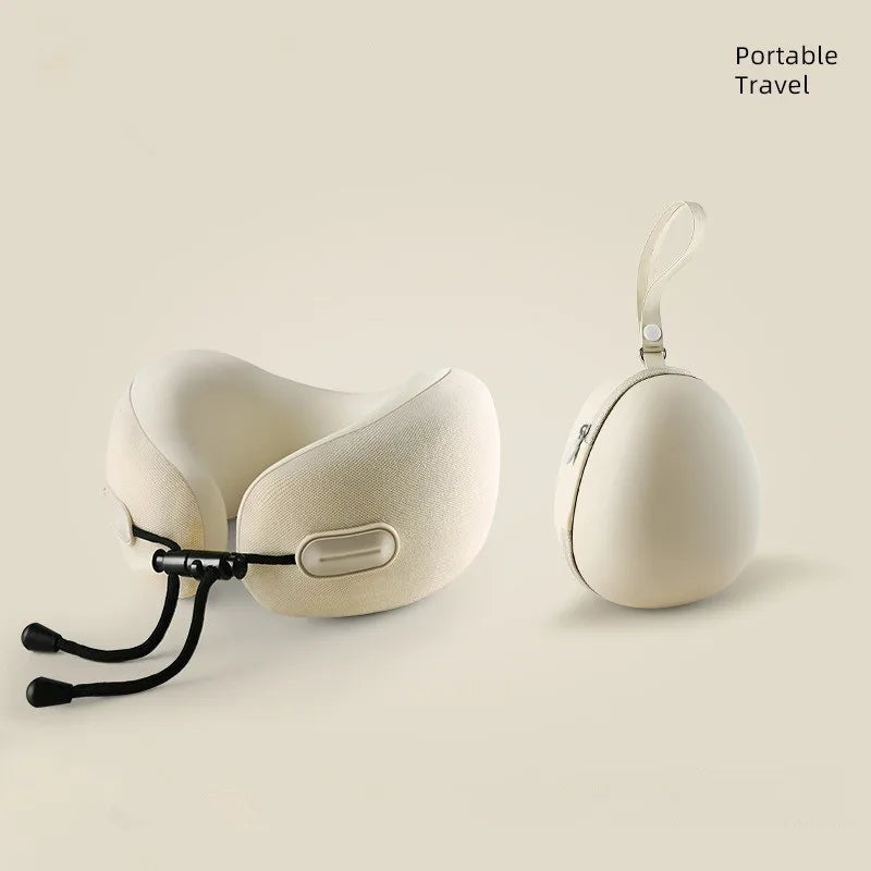 U-Shaped Memory Foam Neck Pillow Travel & Office Pillow Soft Support Cushion with Portable Storage Box