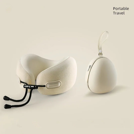 U-Shaped Memory Foam Neck Pillow Travel & Office Pillow Soft Support Cushion with Portable Storage Box