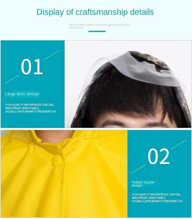 Waterproof Windproof One-Piece Long Raincoat for Adults